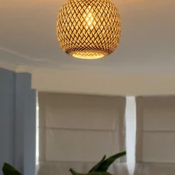 Best Straluma Trendy plafondlamp bamboe naturel/zwart