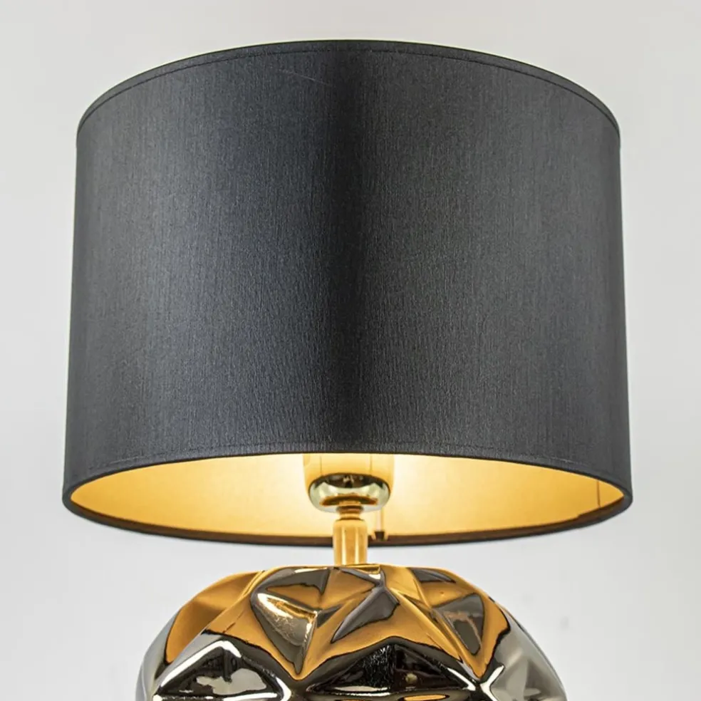 New Straluma Trendy tafellamp keramiek goud met zwarte kap