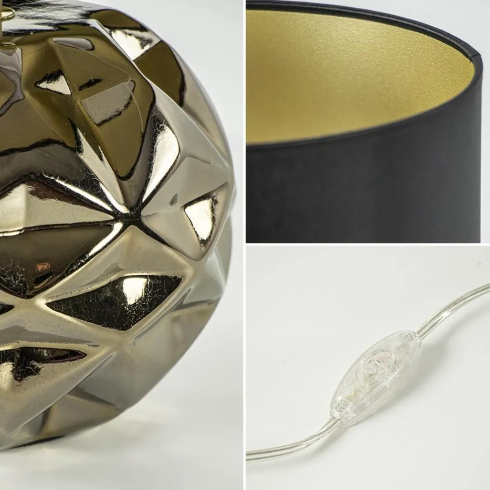 New Straluma Trendy tafellamp keramiek goud met zwarte kap