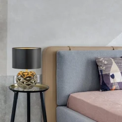 New Straluma Trendy tafellamp keramiek goud met zwarte kap