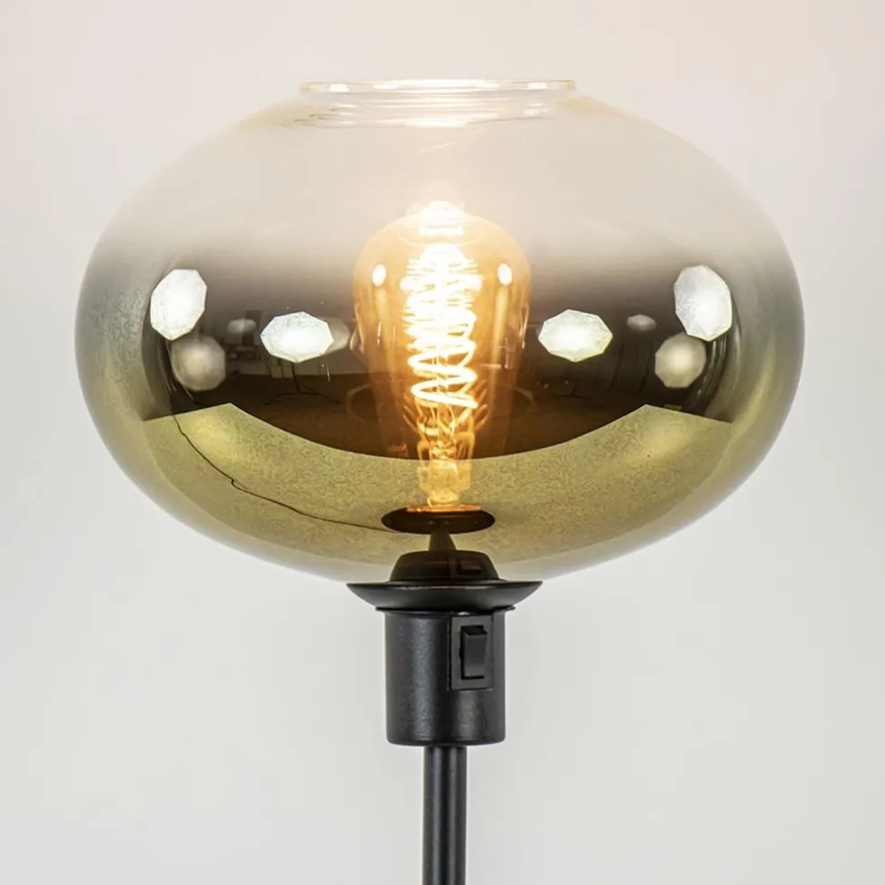 Shop Straluma Trendy tafellamp zwart met glazen kap helder/goud