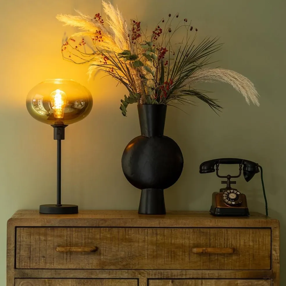 Shop Straluma Trendy tafellamp zwart met glazen kap helder/goud