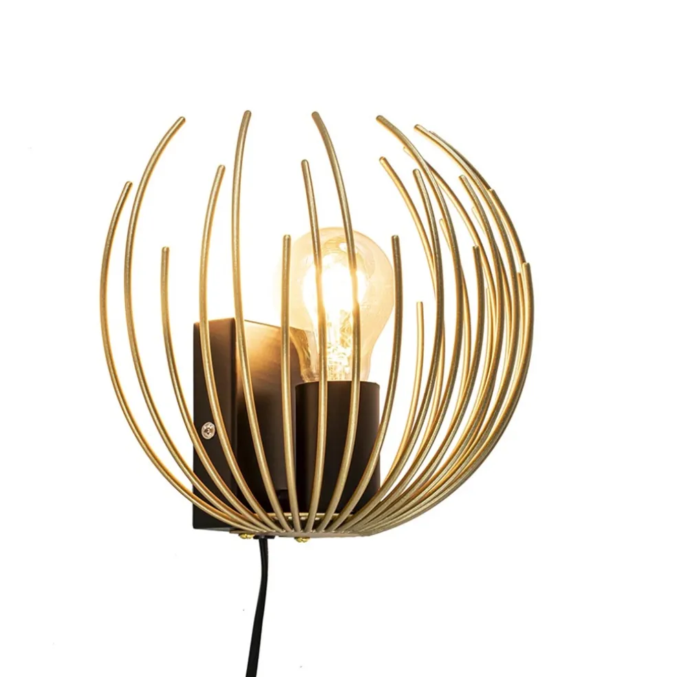 Cheap Straluma Trendy wandlamp goud met zwart inclusief snoer