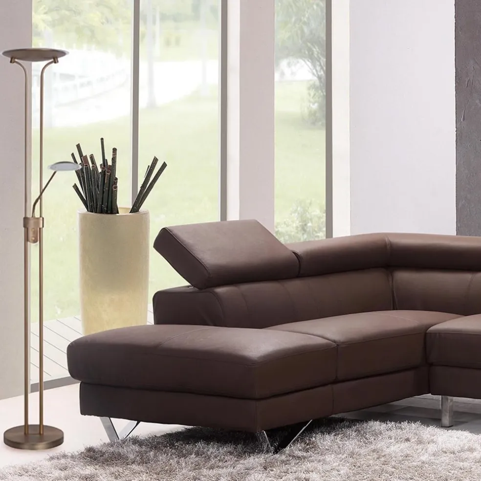 New Straluma Uplighter brons LED Luna leesarm, dimmer