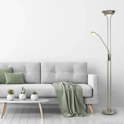 Sale Straluma Uplighter met leesarm New Luna nikkel