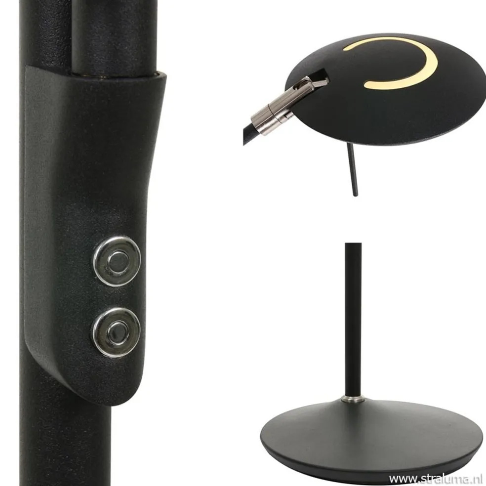 Shop Straluma Uplighter zwart met leeslamp - 2 x pushdimmer