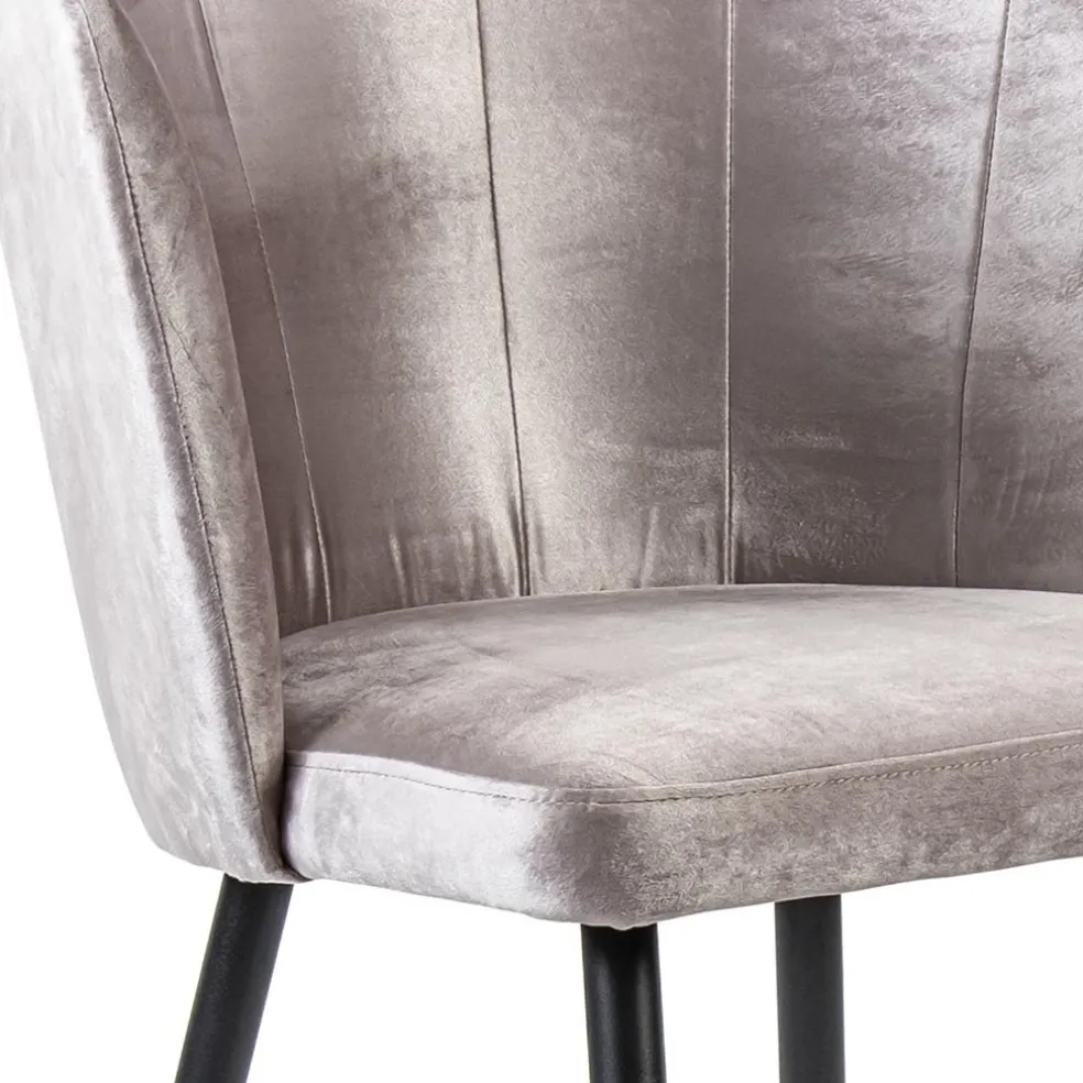 Clearance Straluma Velvet roze eetkamerstoel met zwart metalen pootjes