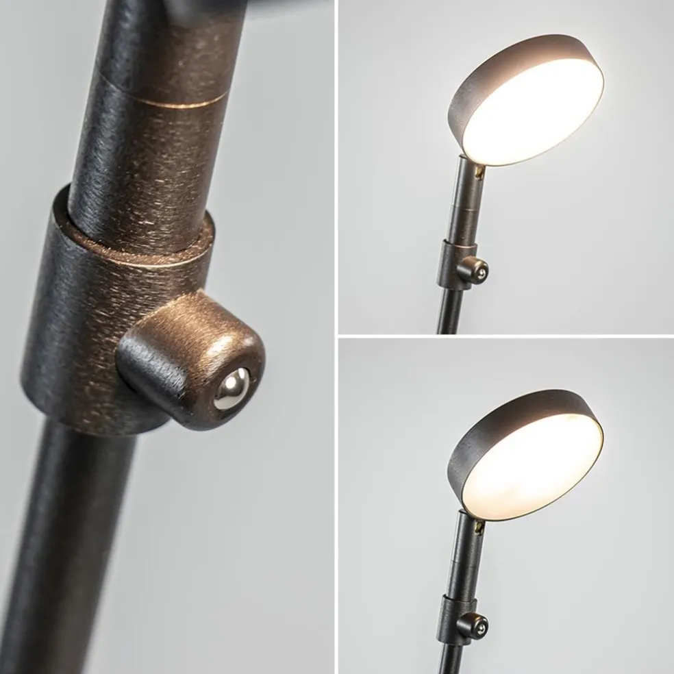 Fashion Straluma Verstelbare LED leeslamp zwart geborsteld staal dim-to-warm