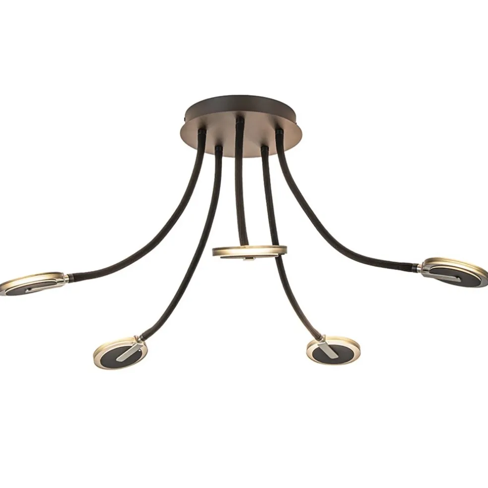Store Straluma Verstelbare 5-lichts plafondlamp LED met smoke glas