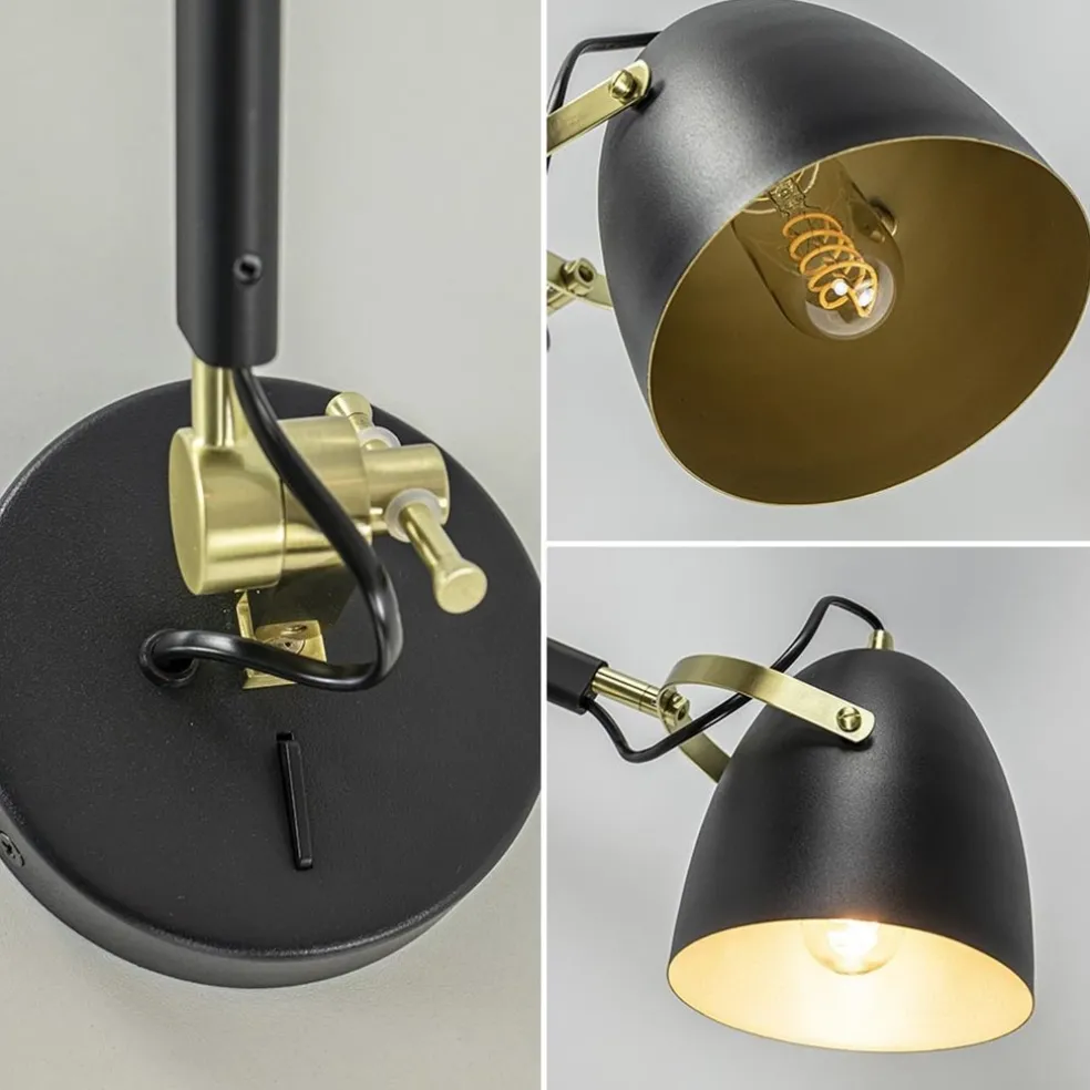 Store Straluma Verstelbare wandlamp mat zwart met gouden details