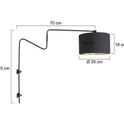 Sale Straluma Verstelbare wandlamp met zwart/gouden kap