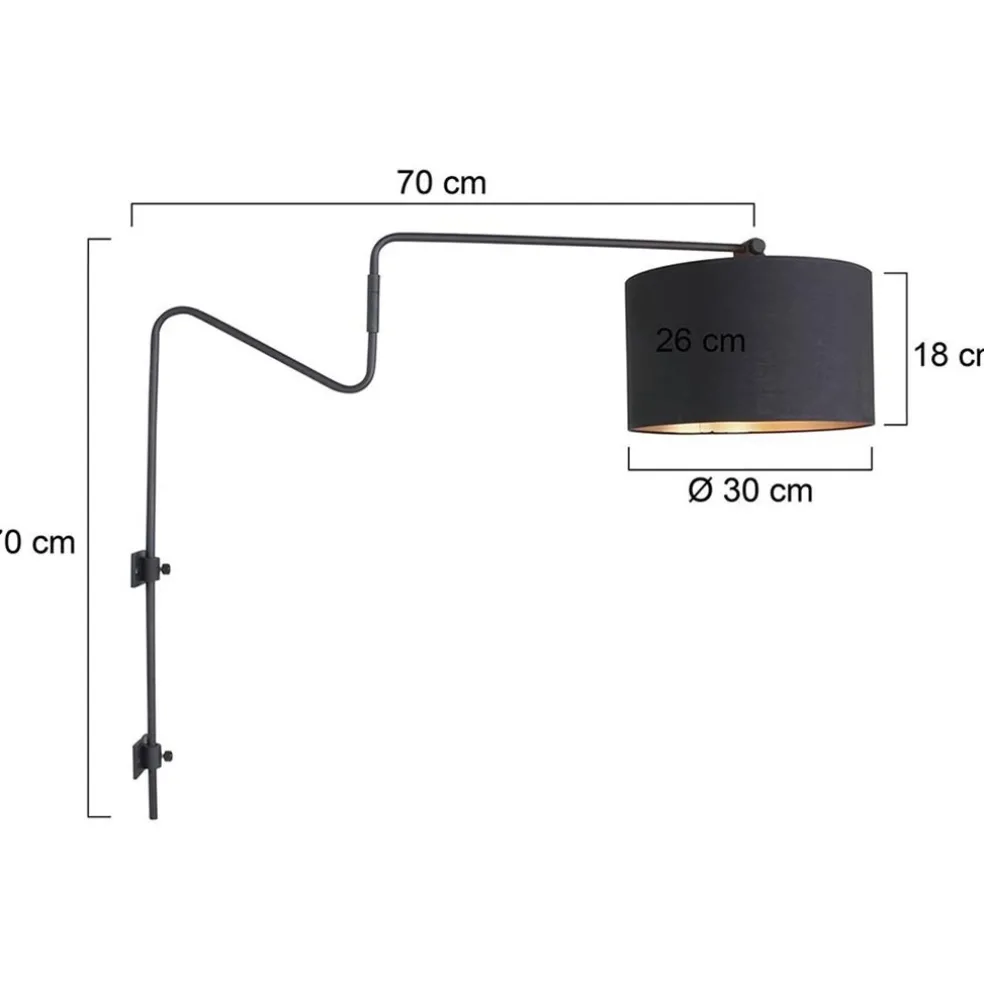 Sale Straluma Verstelbare wandlamp met zwart/gouden kap