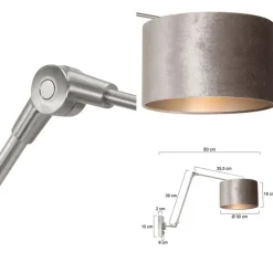 Flash Sale Straluma Verstelbare wandlamp staal met velourse kap zilver