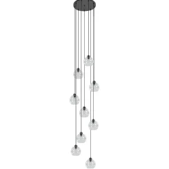 Hot Straluma Videlamp / multipendel 9L zwart helder bolglas