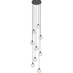 Hot Straluma Videlamp / multipendel 9L zwart helder bolglas