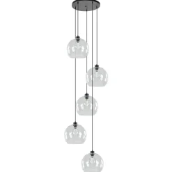 Shop Straluma Videlamp / multipendel zwart met 5 helder glazen bollen
