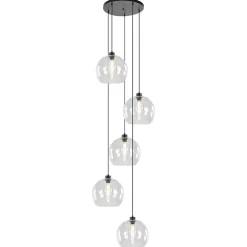 Shop Straluma Videlamp / multipendel zwart met 5 helder glazen bollen