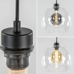 Shop Straluma Videlamp / multipendel zwart met 5 helder glazen bollen