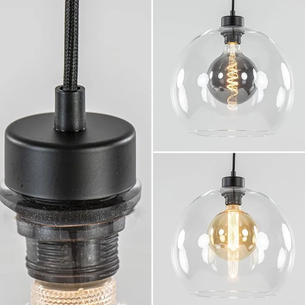 Shop Straluma Videlamp / multipendel zwart met 5 helder glazen bollen