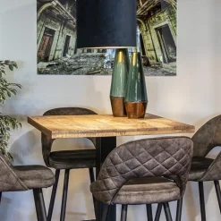 Best Straluma Vierkante bartafel mangohout 80x80 cm met zwarte poot