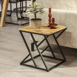 New Straluma Vierkante bijzettafel zwart met mango hout