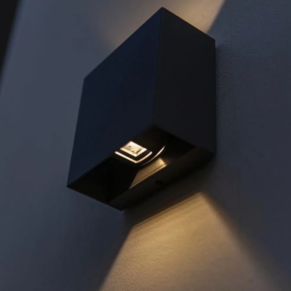 New Straluma Vierkante LED buitenlamp wand zwart up+down
