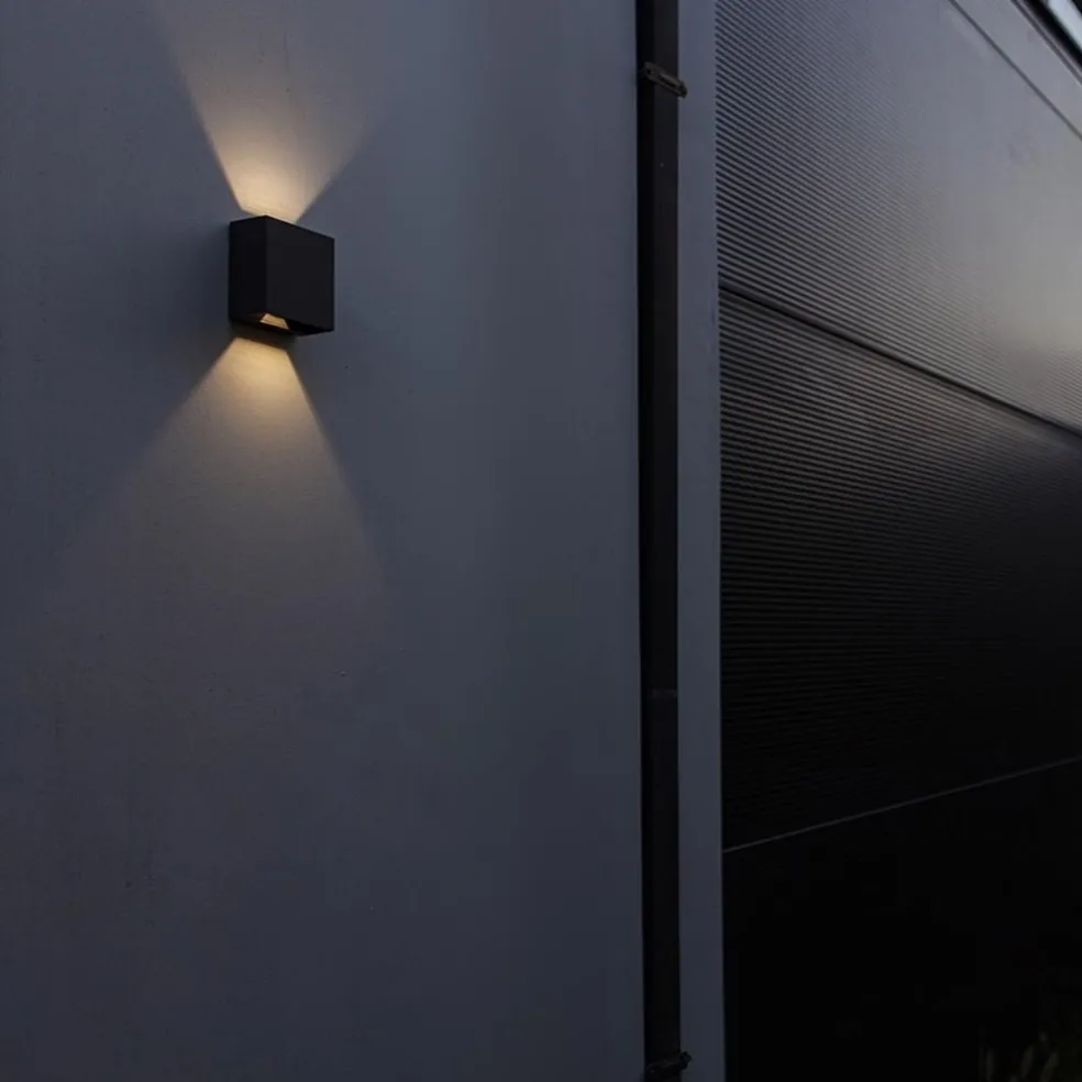 New Straluma Vierkante LED buitenlamp wand zwart up+down