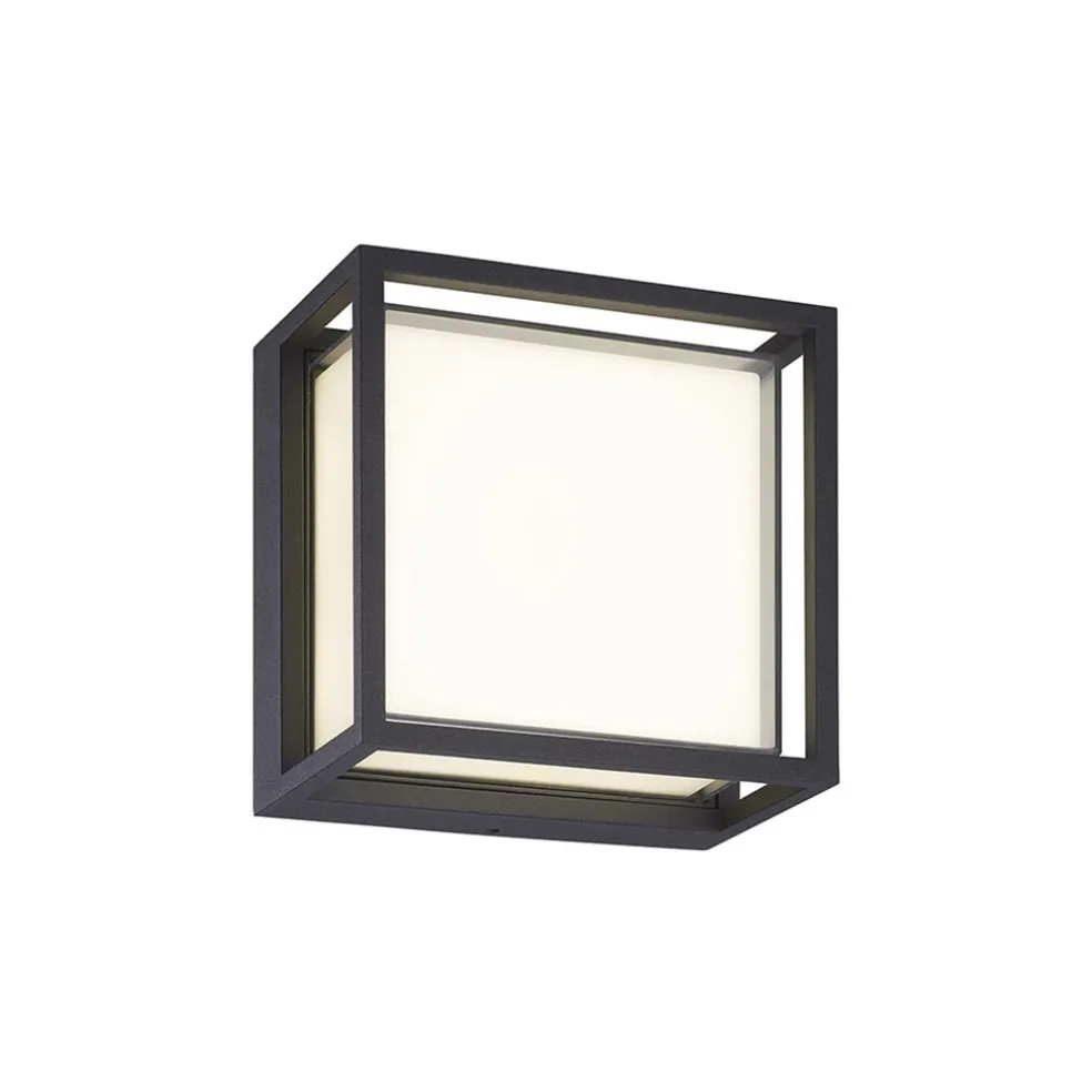 Online Straluma Vierkante LED wandlamp buiten IP65 antraciet