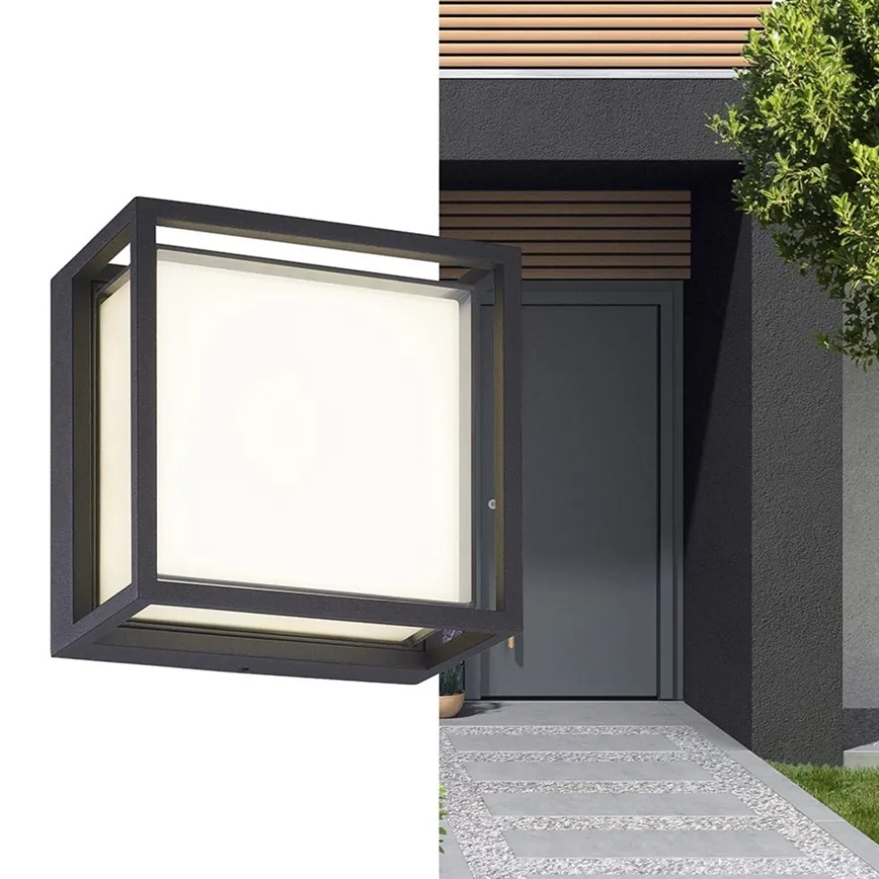 Online Straluma Vierkante LED wandlamp buiten IP65 antraciet