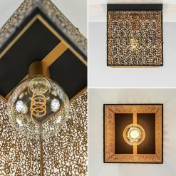 Cheap Straluma Vierkante plafondlamp zwart met gouden binnenzijde