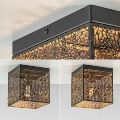 Cheap Straluma Vierkante plafondlamp zwart met gouden binnenzijde
