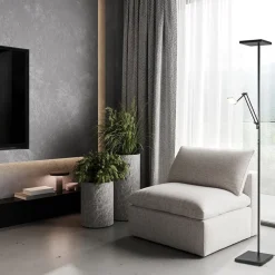 Cheap Straluma Vierkante uplighter zwart met verstelbare leesarm