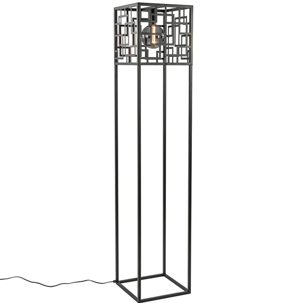 Store Straluma Vierkante vloerlamp mat zwart metaal