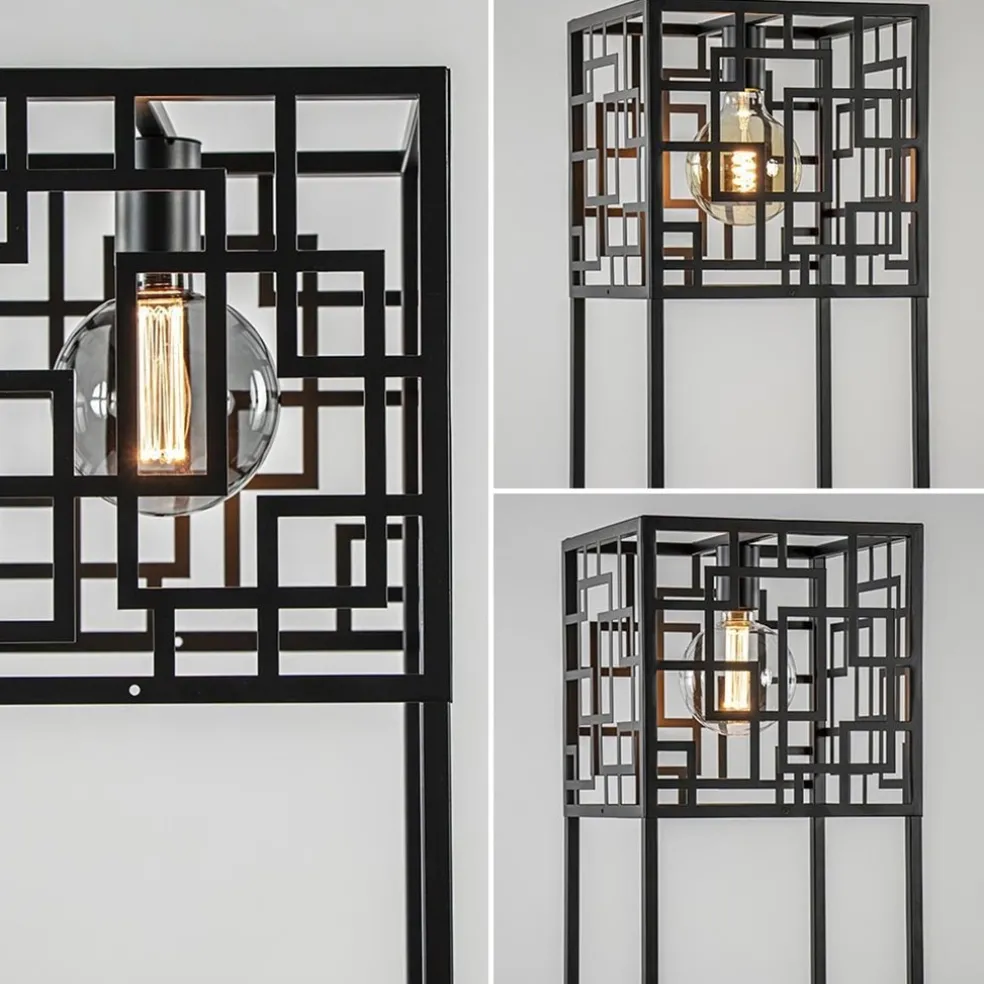 Store Straluma Vierkante vloerlamp mat zwart metaal