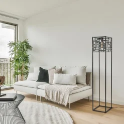 Store Straluma Vierkante vloerlamp mat zwart metaal