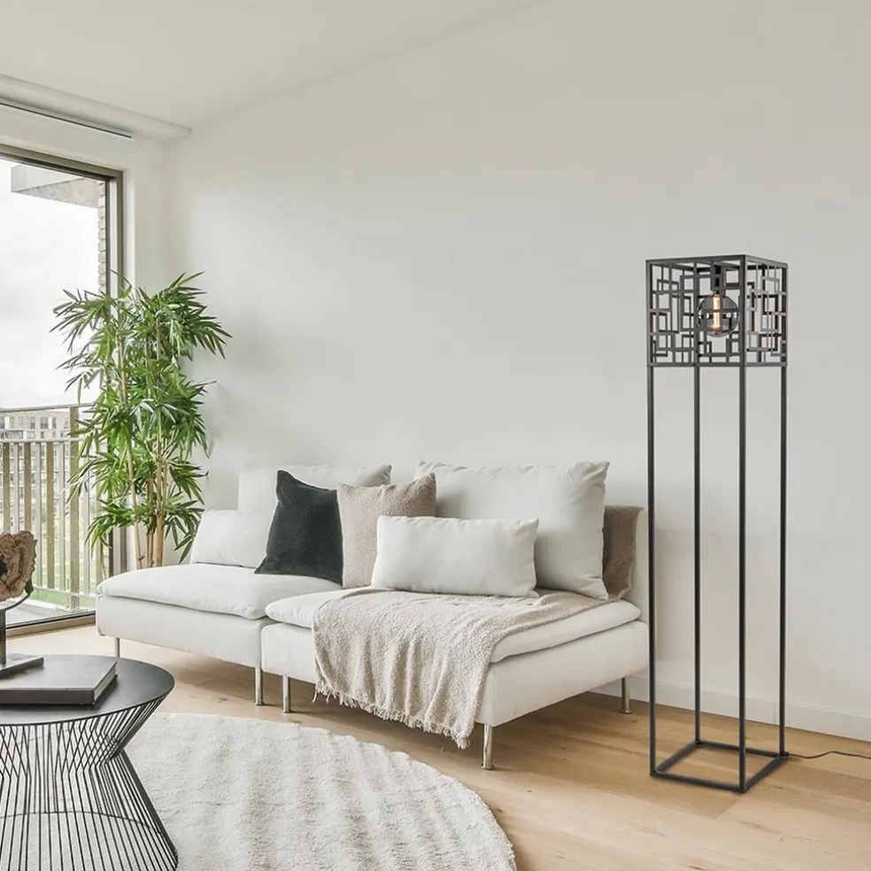 Store Straluma Vierkante vloerlamp mat zwart metaal