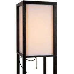 Cheap Straluma Vierkante vloerlamp zwart met beige kap en oplaadplatform