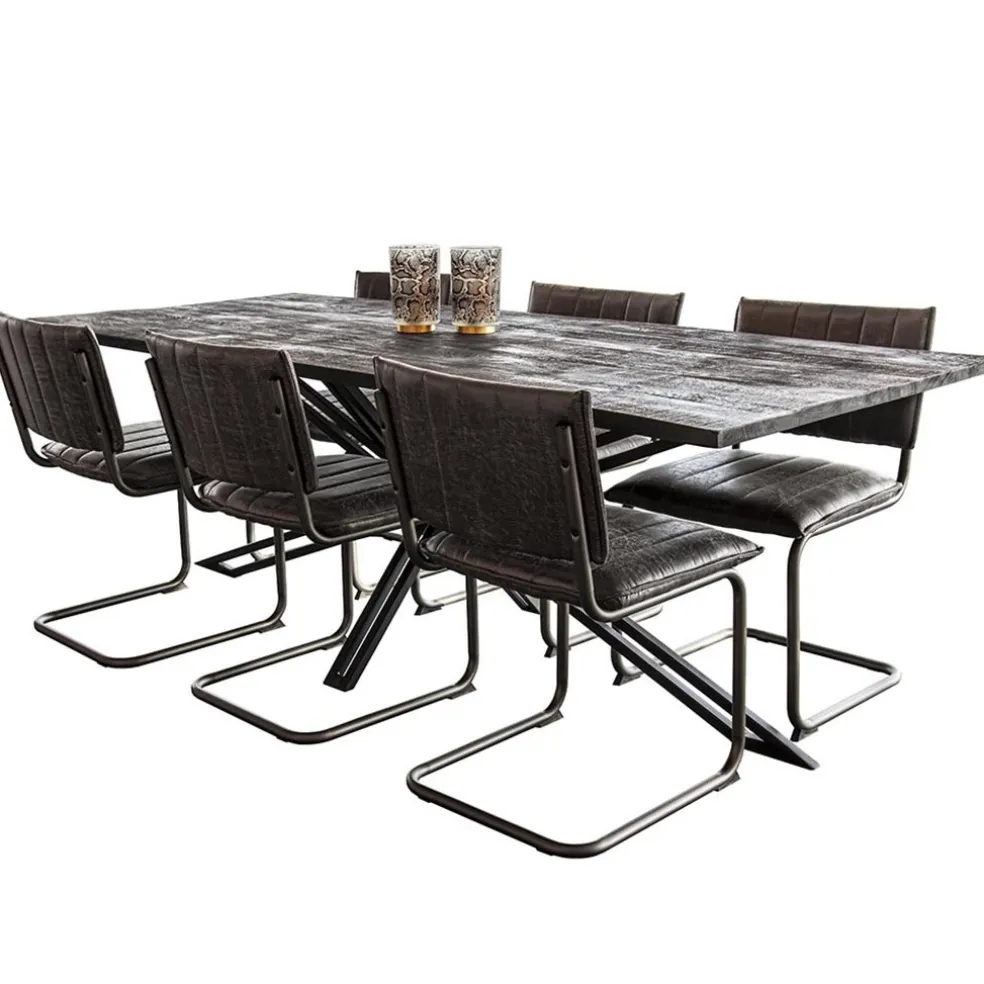 Clearance Straluma Vintage eetkamerstoel dark grey met gunmetal frame