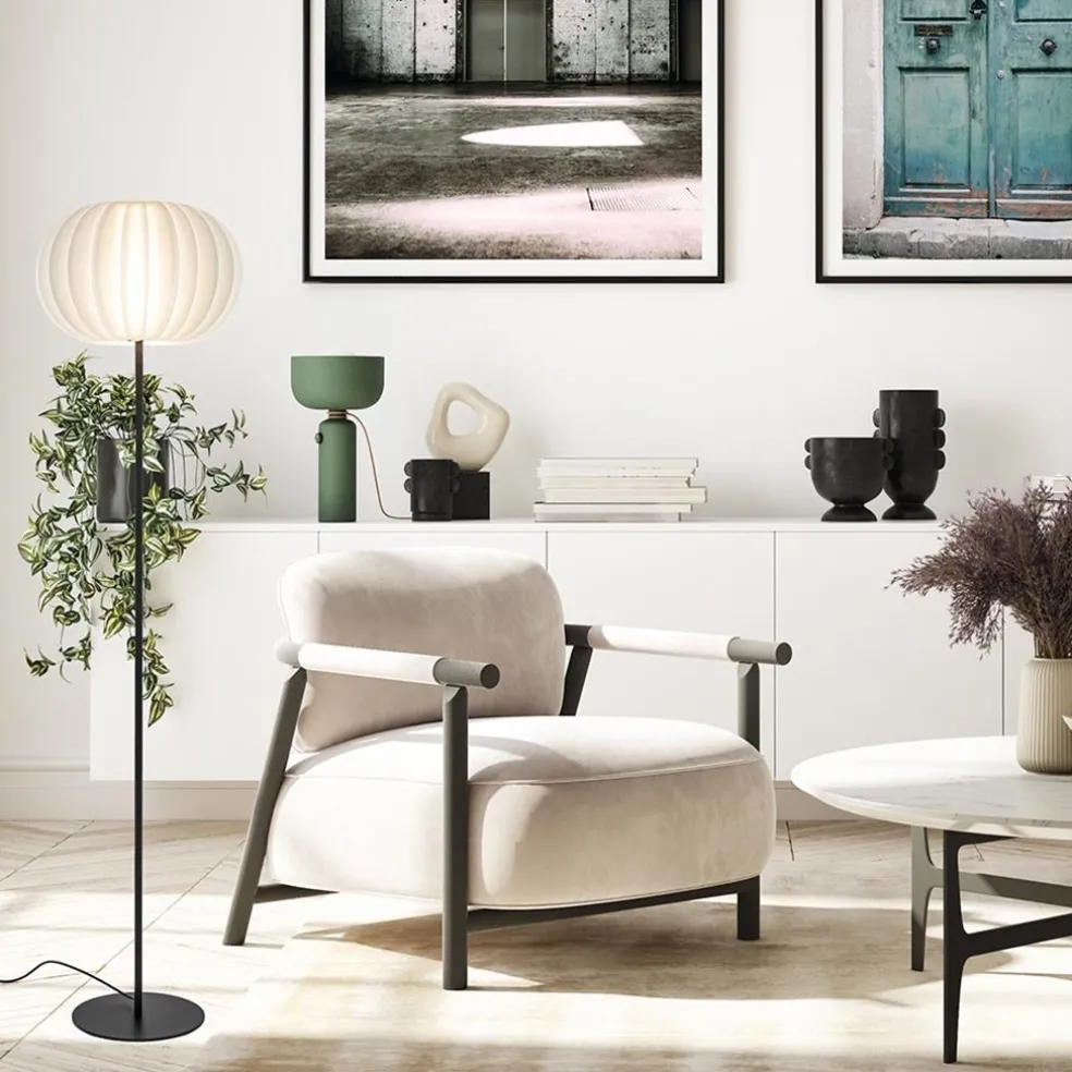 Discount Straluma Vloerlamp Arena zwart/kap wit