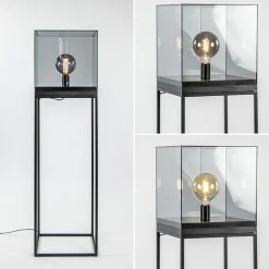 Fashion Straluma Vloerlamp Askjer kubus zwart/smoke glas