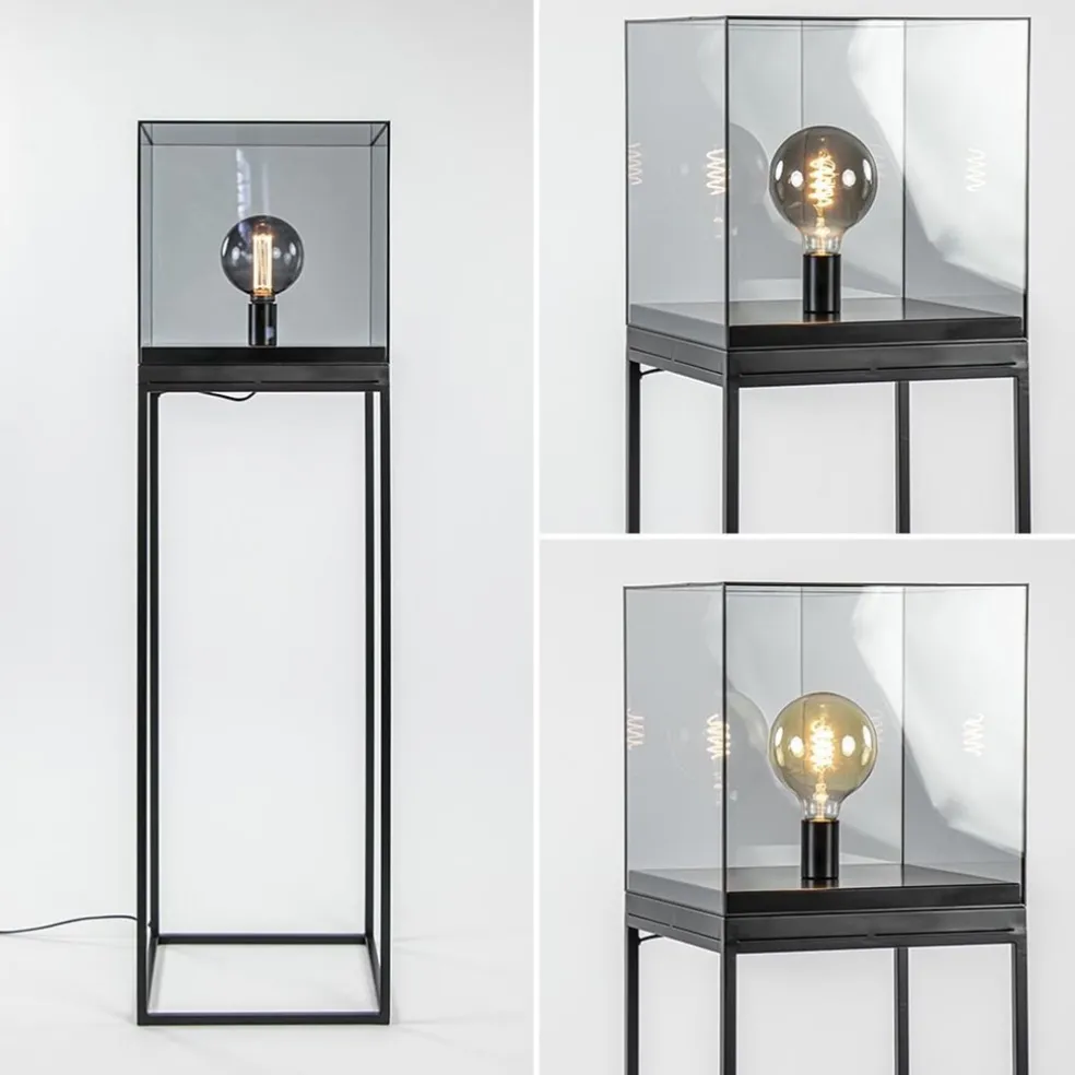 Fashion Straluma Vloerlamp Askjer kubus zwart/smoke glas