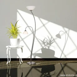 New Straluma Vloerlamp Capri staal/glas met leeslamp