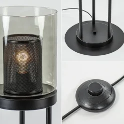 Store Straluma Vloerlamp cilinder mat zwart met smoke glazen kap