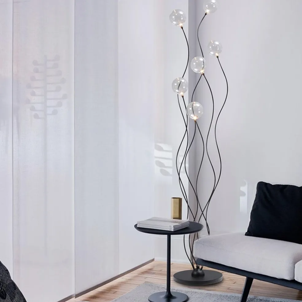 Sale Straluma Vloerlamp Gio zwart + bolglas helder