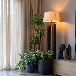 Online Straluma Vloerlamp Kelafo hout chocolade bruin exclusief kap