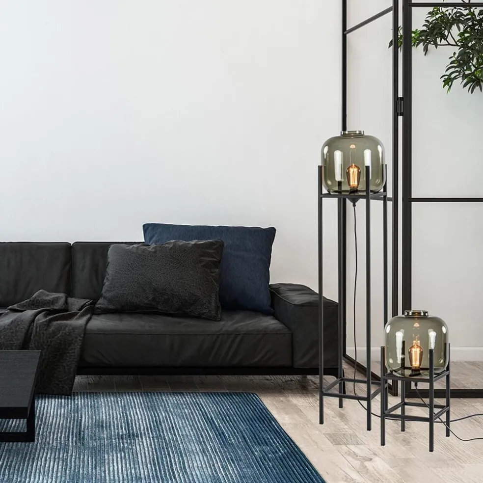 Fashion Straluma Vloerlamp Lett frame zwart/smoke glas