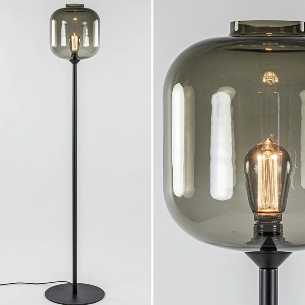 Hot Straluma Vloerlamp Lett zwart/smoke glas