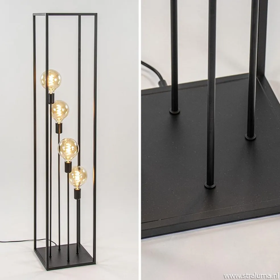 Flash Sale Straluma Vloerlamp open frame zwart 4-lichts