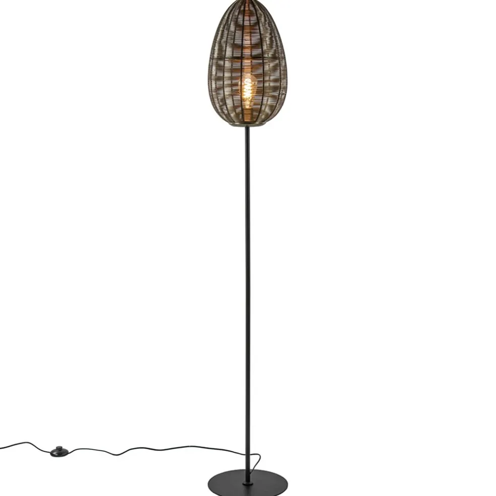 Shop Straluma Vloerlamp Yaelle antiek brons met zwarte voet