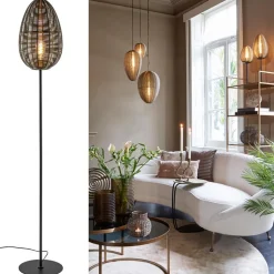 Shop Straluma Vloerlamp Yaelle antiek brons met zwarte voet